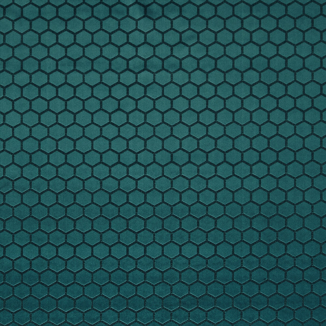 Hexa in Peacock, Upholstery Fabric by Clarke & Clarke