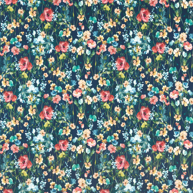 Wild Meadow in Midnight Velvet, Multipurpose Fabric by Clarke & Clarke