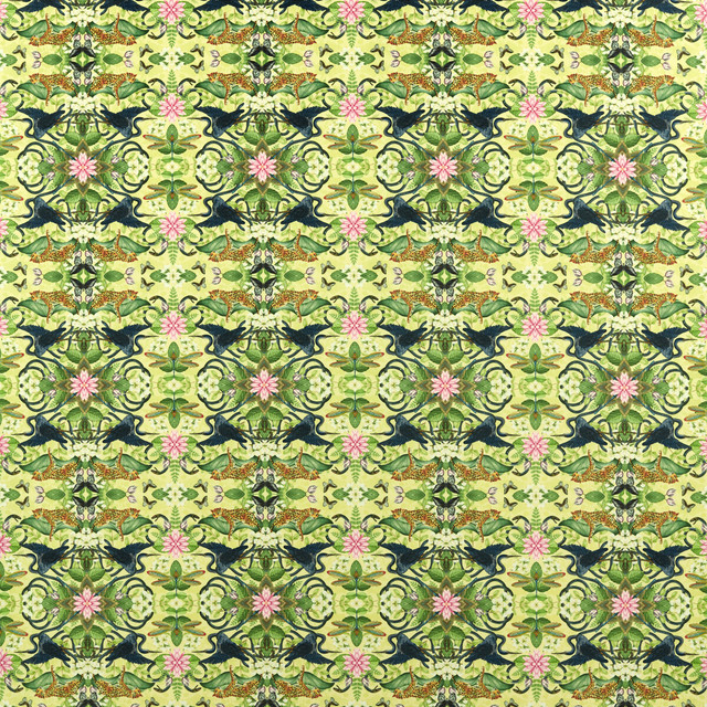 Wonderlust Tea Story in Citron Velvet, Multipurpose Fabric by Clarke & Clarke