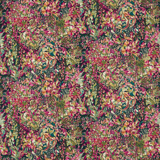 Aubrey Velvet in Forest/raspberry, Upholstery Fabric by Clarke & Clarke