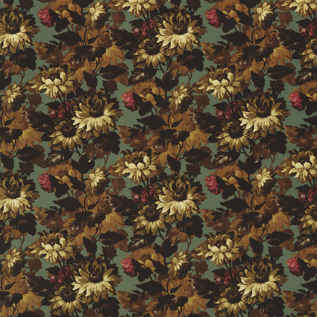 Sunforest in Russet Velvet, Upholstery Fabric by Clarke & Clarke