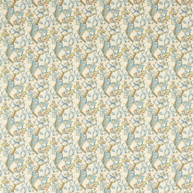 Golden Lily in Linen/teal, Multipurpose Fabric by Clarke & Clarke