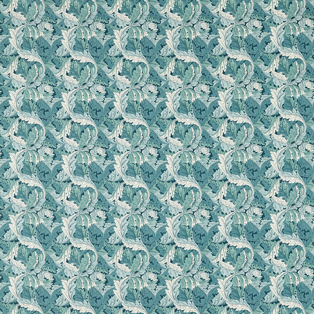 Acanthus in Teal, Multipurpose Fabric by Clarke & Clarke
