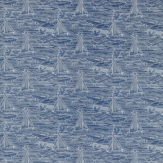 Fin in Navy, Multipurpose Fabric by Clarke & Clarke