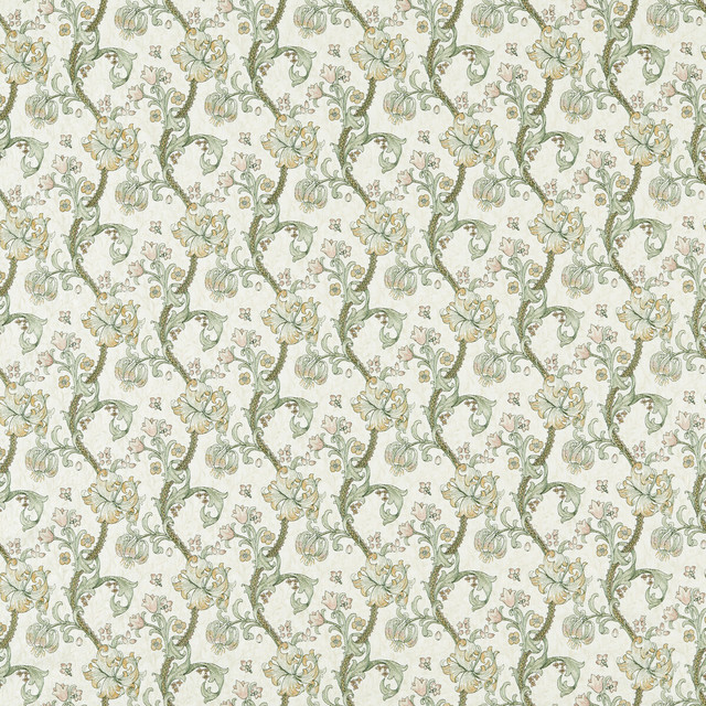 Golden Lily Embroidery in Linen/blush, Drapery Fabric by Clarke & Clarke