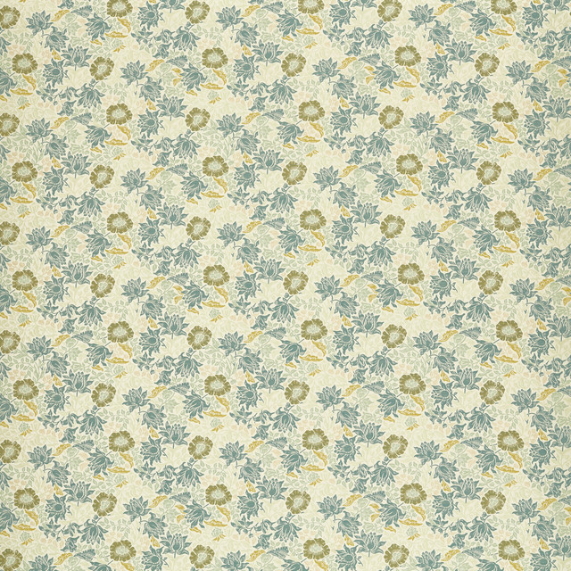 Mallow Jacquard in Mineral/chartreuse, Drapery Fabric by Clarke & Clarke