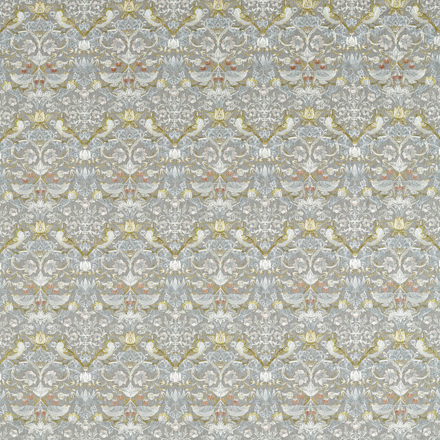 Strawberry Thief Embroidery in Slate/blush, Drapery Fabric by Clarke & Clarke