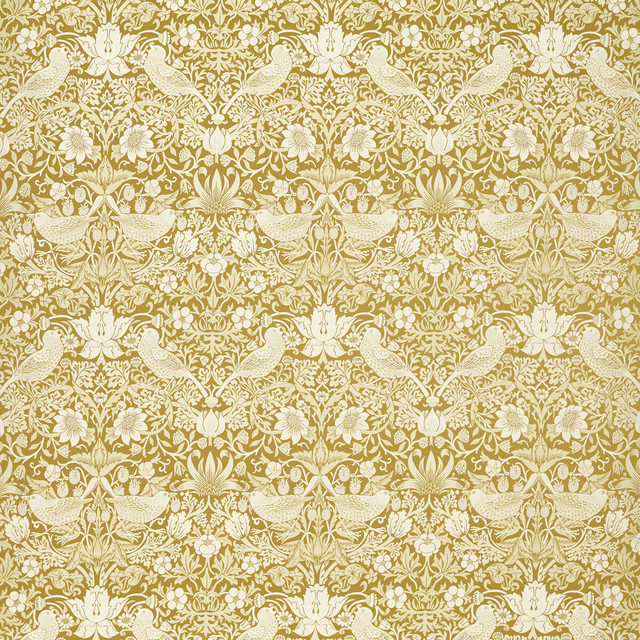 Strawberry Thief Jacquard in Chartreuse, Drapery Fabric by Clarke & Clarke