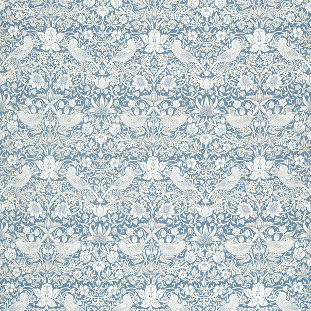 Strawberry Thief Jacquard in Denim, Drapery Fabric by Clarke & Clarke