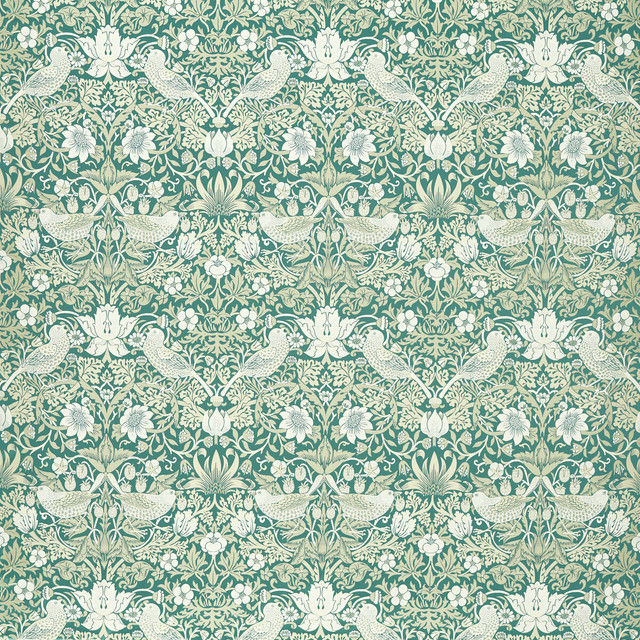 Strawberry Thief Jacquard in Teal, Drapery Fabric by Clarke & Clarke