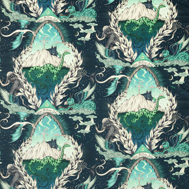 Highlandia Velvet in Marine, Upholstery Fabric by Clarke & Clarke