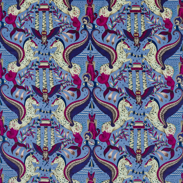 Odyssey Mythos Velvet in Periwinkle, Upholstery Fabric by Clarke & Clarke