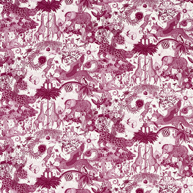 Paradise Lost in Pink, Upholstery Fabric by Clarke & Clarke