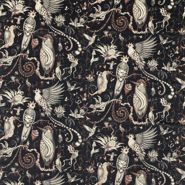 Quetzal Velvet in Charcoal, Upholstery Fabric by Clarke & Clarke