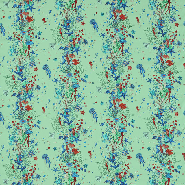Seaforest in Aqua, Upholstery Fabric by Clarke & Clarke
