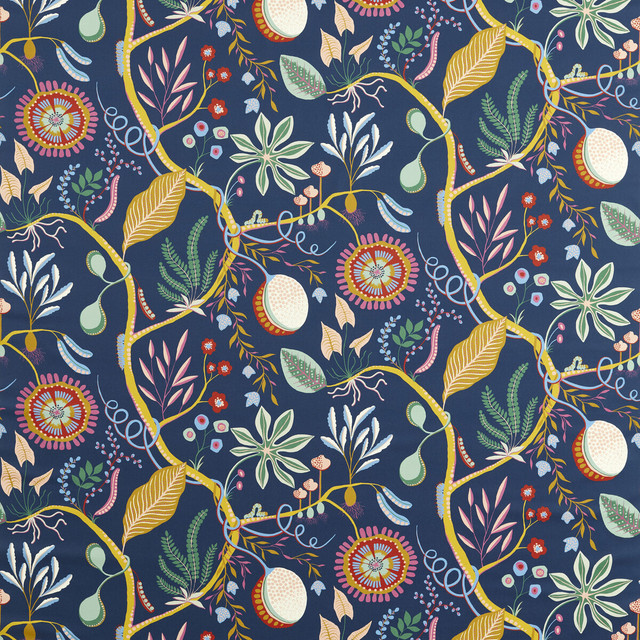Jackfruit And The Beanstalk in Midnight, Multipurpose Fabric by Scion