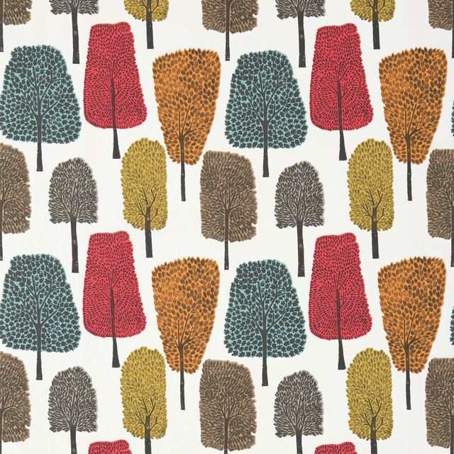 Cedar in Tangerine/sulphur/chilli, Drapery Fabric by Scion