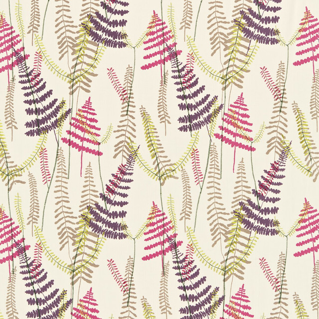 Athyrium in Plum/fuchsia, Drapery Fabric by Scion