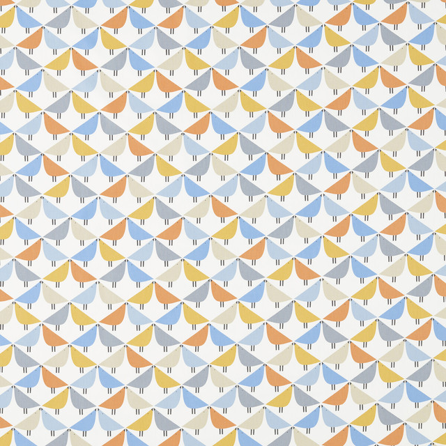 Lintu in Satsuma/sky/pebble, Drapery Fabric by Scion