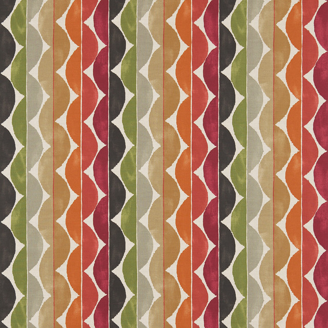 Yoki in Terracotta/moss/amber, Multipurpose Fabric by Scion