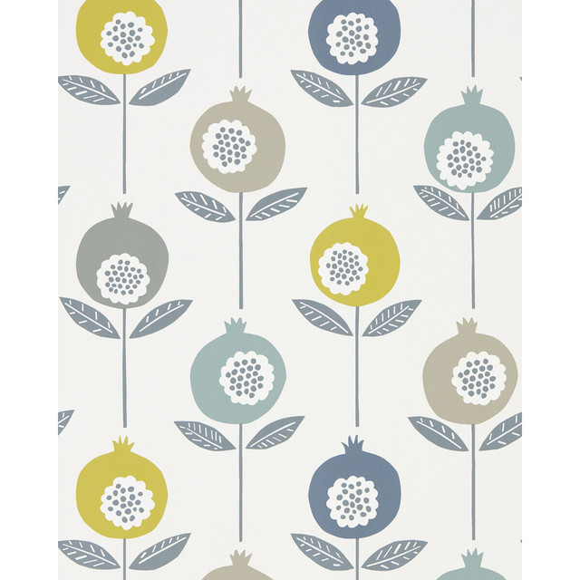 Pepino Wp in Limeade/hemp/glacier, Wallcovering by Scion