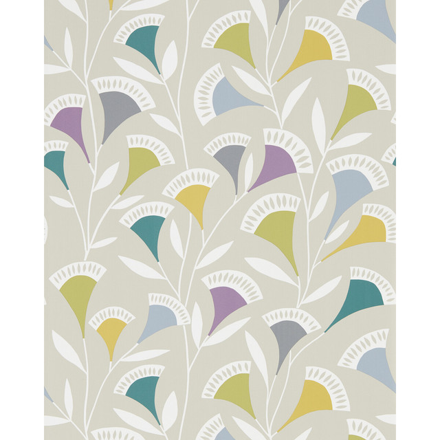 Noukku in Foxglove/graphite/forest, Wallcovering by Scion