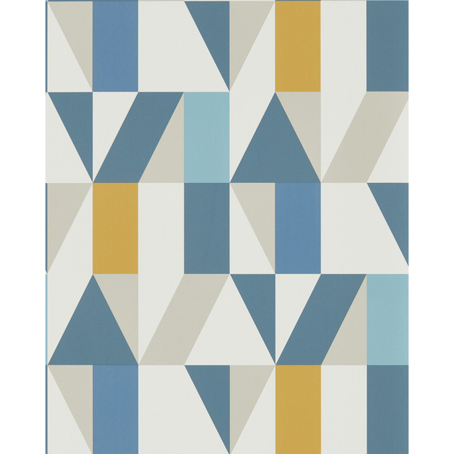 Nuevo Wp in Indigo/slate/satsuma, Wallcovering by Scion