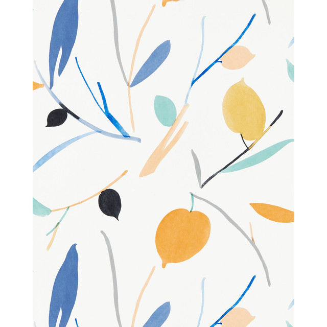 Oxalis Wp in Papaya/honey, Wallcovering by Scion