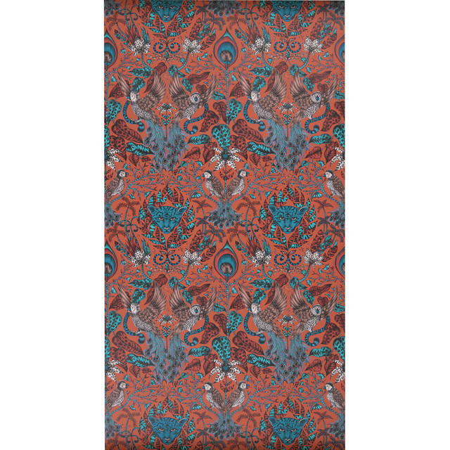 Amazon in Red, Wallcovering by Clarke & Clarke