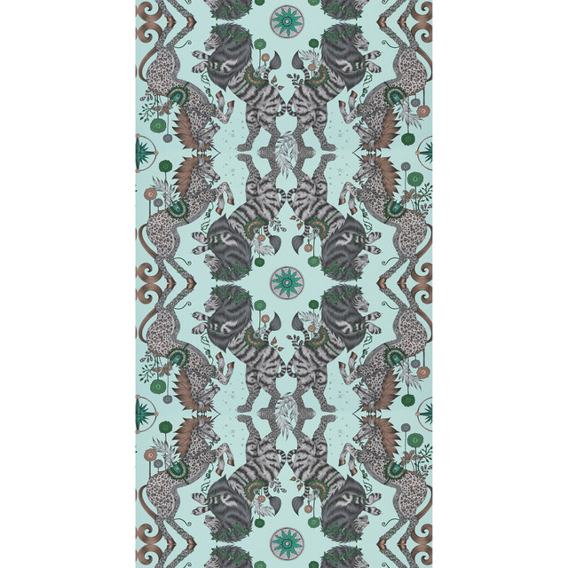 Caspian Wp in Aqua, Wallcovering by Clarke & Clarke
