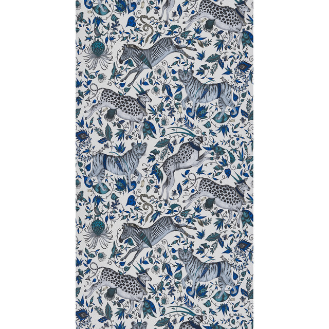 Protea in Blue, Wallcovering by Clarke & Clarke