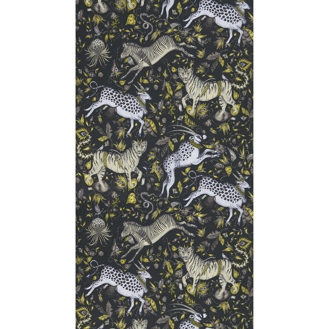 Protea in Charcoal, Wallcovering by Clarke & Clarke