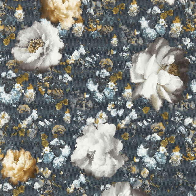 Camile in Midnight/gold Wp, Wallcovering by Clarke & Clarke