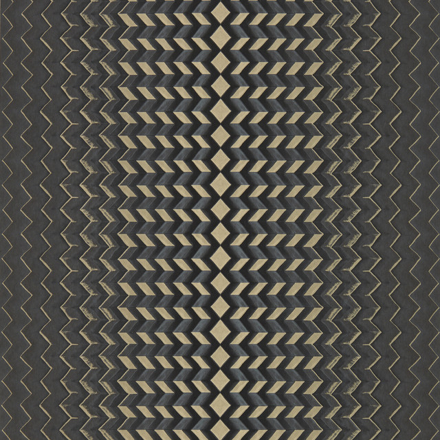 Fragment in Charcoal/gold Wp, Wallcovering by Clarke & Clarke