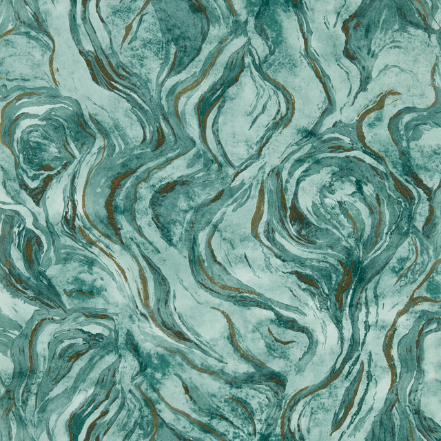 Lavico in Teal Wp, Wallcovering by Clarke & Clarke
