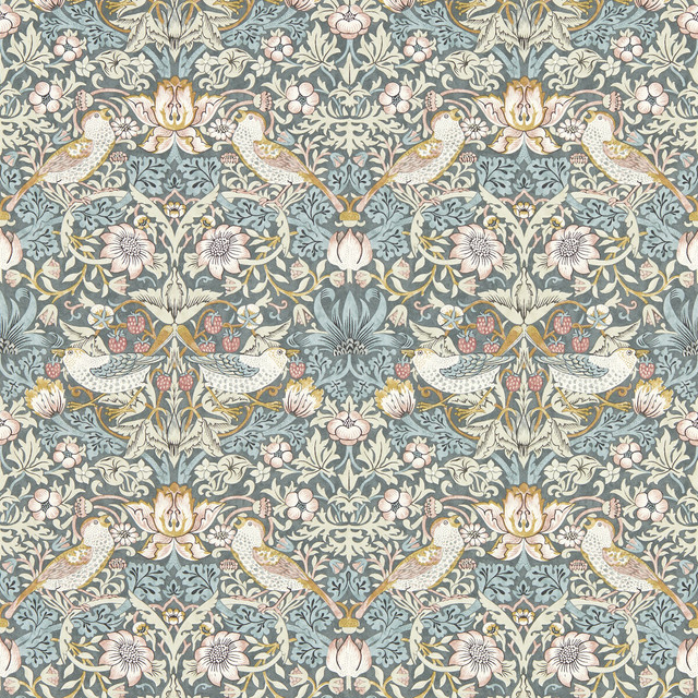 Strawberry Thief in Slate Wp, Wallcovering by Clarke & Clarke