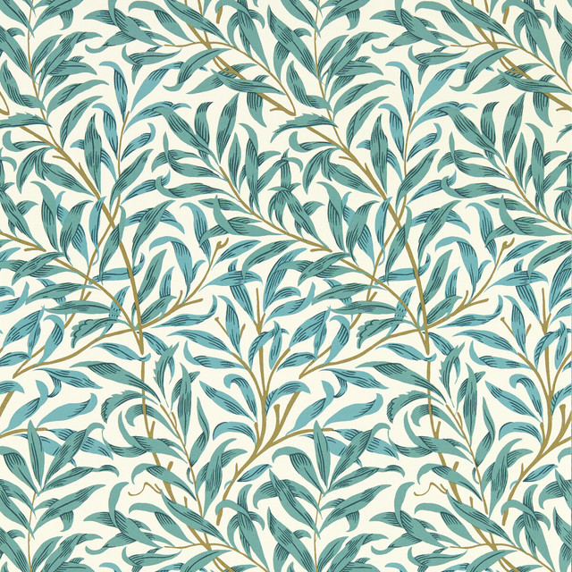 Willow Boughs in Teal Wp, Wallcovering by Clarke & Clarke