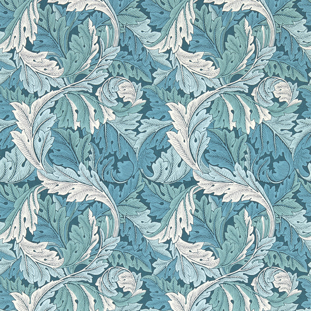 Acanthus Wp in Teal, Wallcovering by Clarke & Clarke