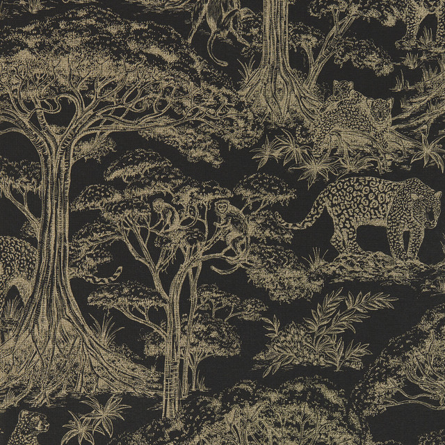 Kisumu in Noir/luxe Wp, Wallcovering by Clarke & Clarke