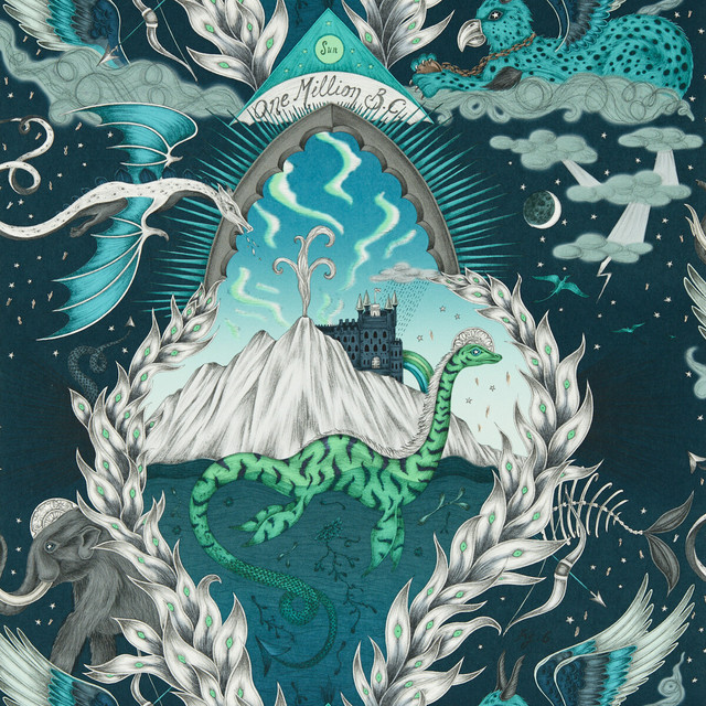 Highlandia in Marine Wp, Wallcovering by Clarke & Clarke