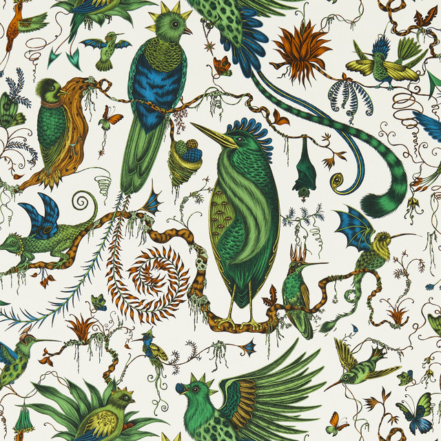 Quetzal in Green Wp, Wallcovering by Clarke & Clarke