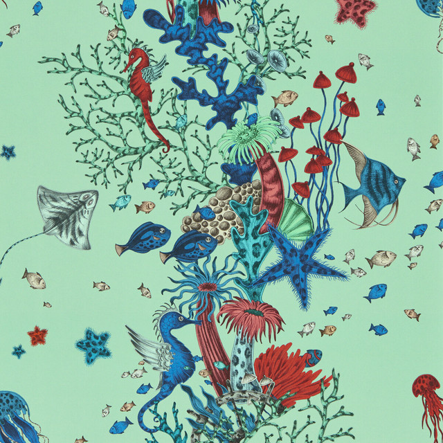 Seaforest in Aqua Wp, Wallcovering by Clarke & Clarke