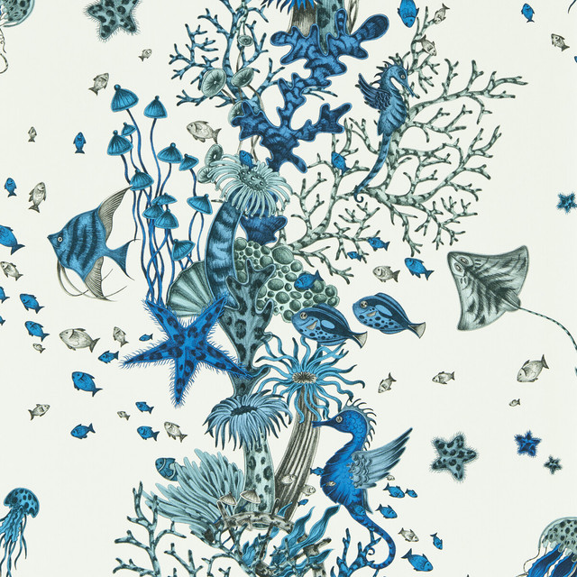 Seaforest in Blue Wp, Wallcovering by Clarke & Clarke