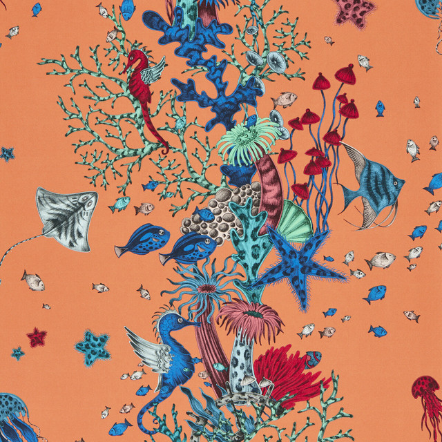 Seaforest in Peach Wp, Wallcovering by Clarke & Clarke