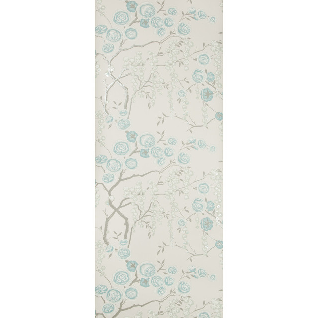 Peony Tree in Aqua, Wallcovering by Kravet Design