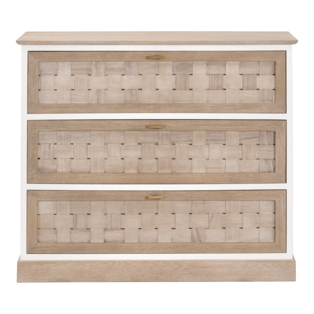 Essentials For Living - Weave Entry Cabinet in Smoke Gray Oak, White Painted Oak