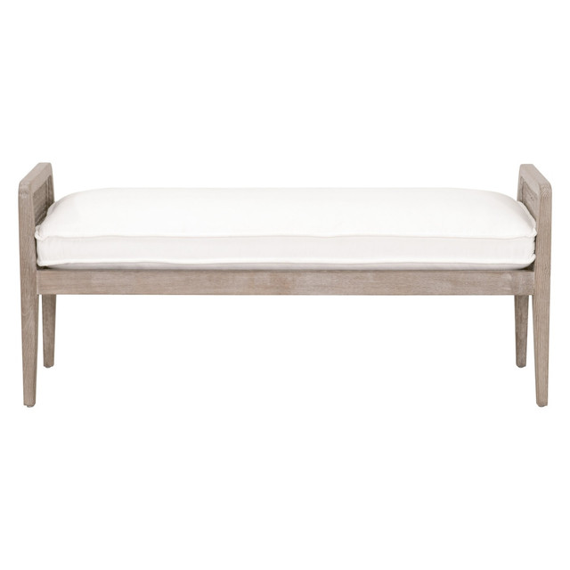  Essentials For Living - Leone Bench in LiveSmart Peyton Pearl, Natural Gray Oak, Cane