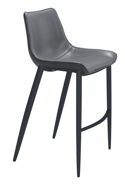 Zuo Modern Magnus Barstool (Set of 2) Dark Gray & Black