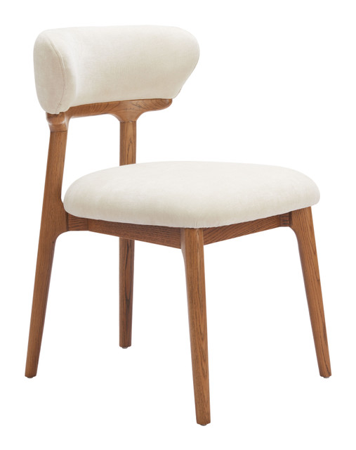 Zuo Modern Cedar Dining Chair (Set of 2) White & Walnut