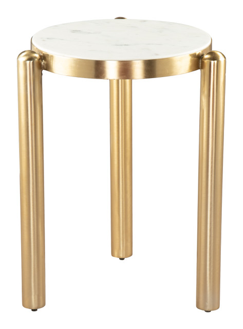 Zuo Modern Noan Side Table White & Gold